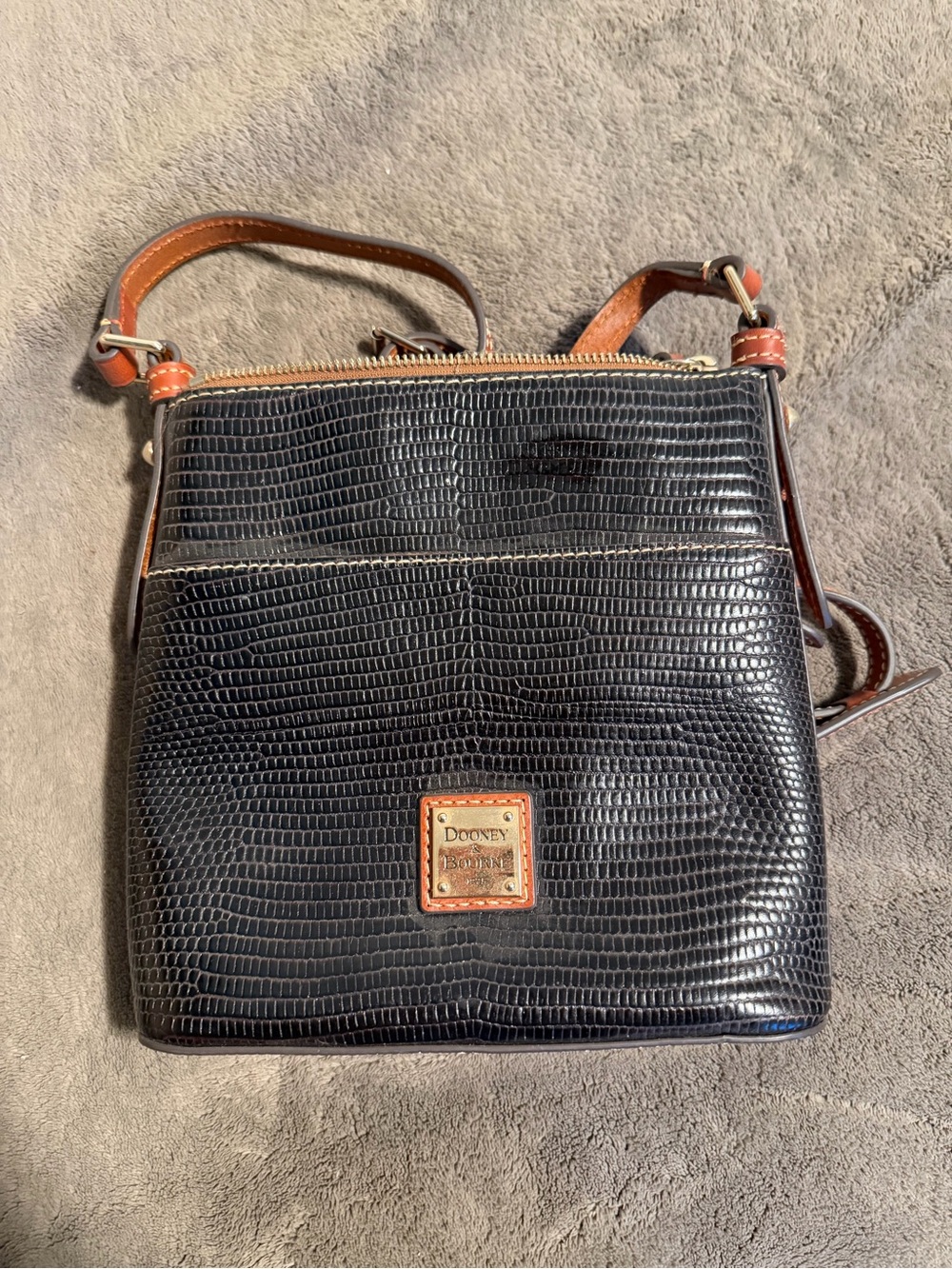 Dooney & Bourke Black Crossbody with Brown Trim